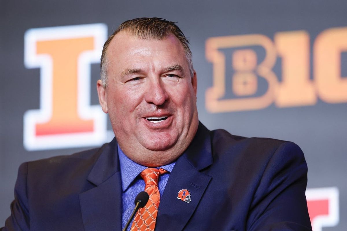 JIllinois coach Bret Bielema introduces several new players at key positions in the opener vs. UAB this week. Mandatory Credit: Kamil Krzaczynski-Imagn Images