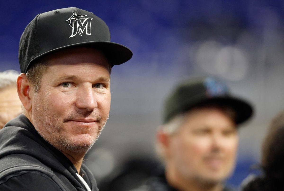 Jul 27, 2026; Miami, Florida, USA;  Miami Marlins manager Clayton McCullough (86) stands on the field against the Philadelphia Phillies before the game at loanDepot Park. Mandatory Credit: Rhona Wise-Imagn Images
