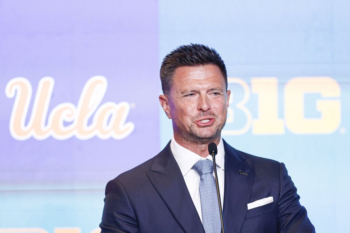 Jul 29, 2026; Chicago, IL, USA; UCLA Football head coach Bob Chesney speaks during Big Ten Media Days at Hilton Chicago. Mandatory Credit: Kamil Krzaczynski-Imagn Images