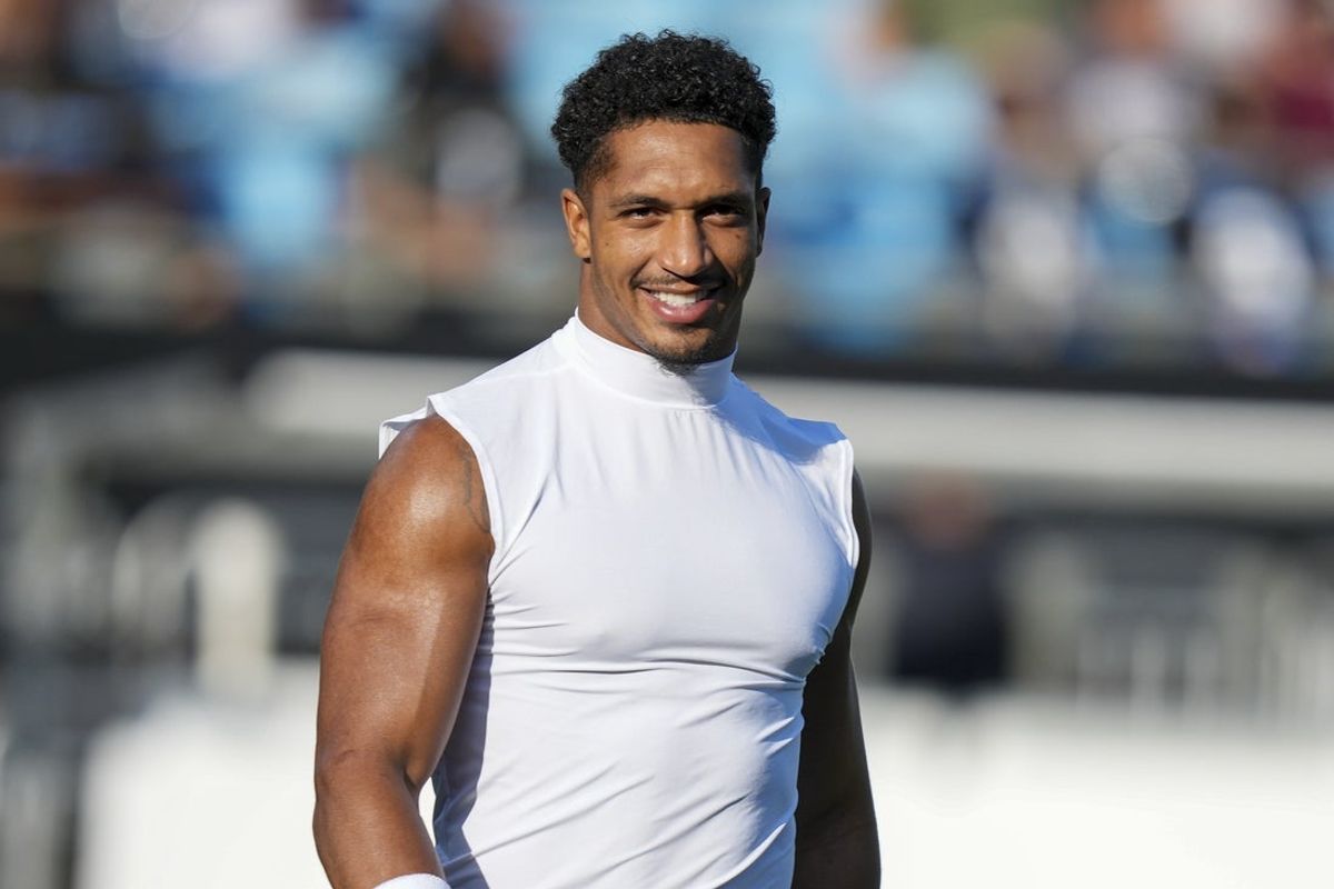 Jul 31, 2026; Charlotte, NC, USA;  Carolina Panthers running back Chuba Hubbard (30) during Fanfest at Bank of America Stadium. Mandatory Credit: Jim Dedmon-Imagn Images