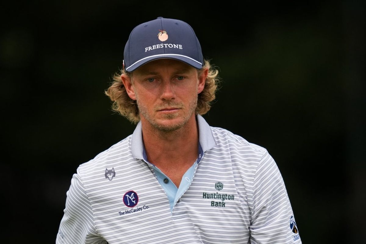 Jul 31, 2026; Detroit, Michigan, USA;  Austin Smotherman walks on the ninth green during the second round of the Rocket Classic golf tournament. Mandatory Credit: Aaron Doster-Imagn Images
