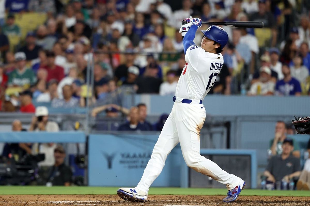 Jul 31, 2026; Los Angeles, California, USA;  Los Angeles Dodgers designated hitter Shohei Ohtani (17) grounds out during the seventh inning against the Boston Red Sox at Dodger Stadium. Mandatory Credit: Kiyoshi Mio-Imagn Images
