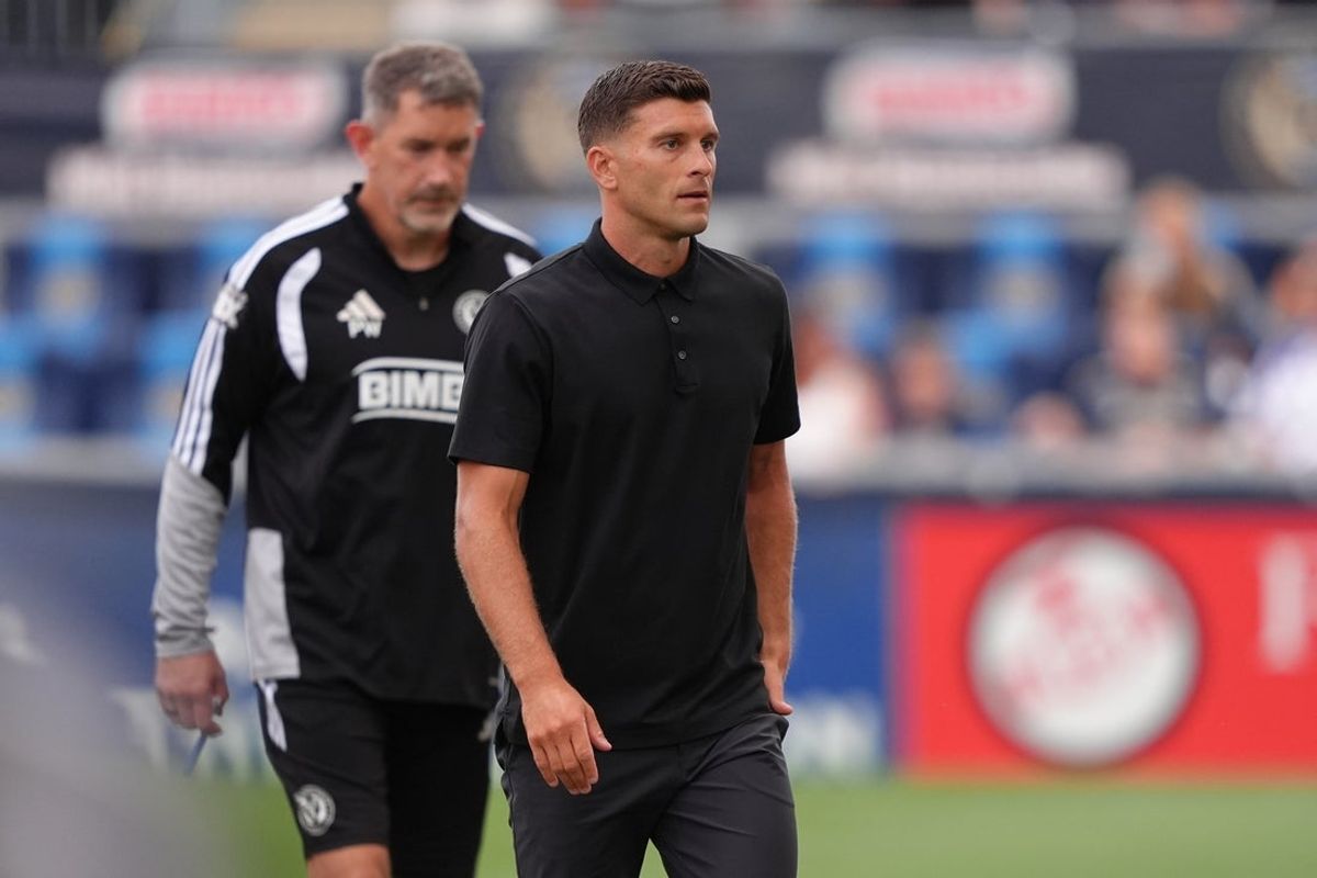 Aug 1, 2026; Chester, Pennsylvania, USA; Philadelphia Union interim head coach Ryan Richter looks on before the game against Atlanta United FC at Subaru Park. Mandatory Credit: Kyle Ross-Imagn Images
