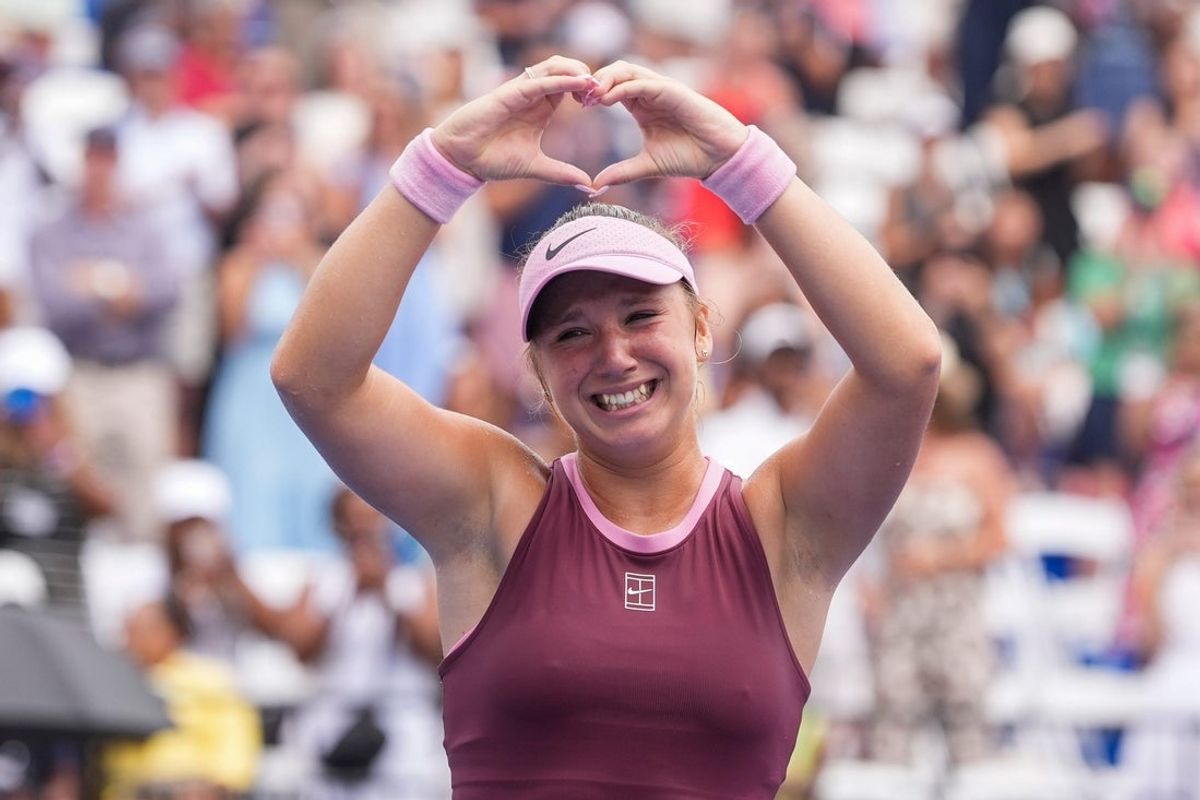 16-year-old Kristina Liutova reacts as she defeats Darja Vidmanova to win the inaugural Memphis Classic at Leftwich Tennis Center on August 2, 2026.