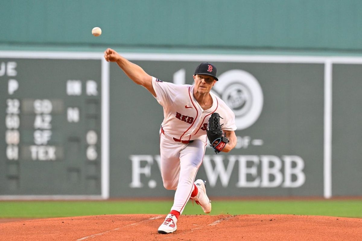 Aug 5, 2026; Boston, Massachusetts, USA; Boston Red Sox starting pitcher Sonny Gray (54) pitches against the Chicago White Sox during the first inning at Fenway Park. Mandatory Credit: Eric Canha-Imagn Images