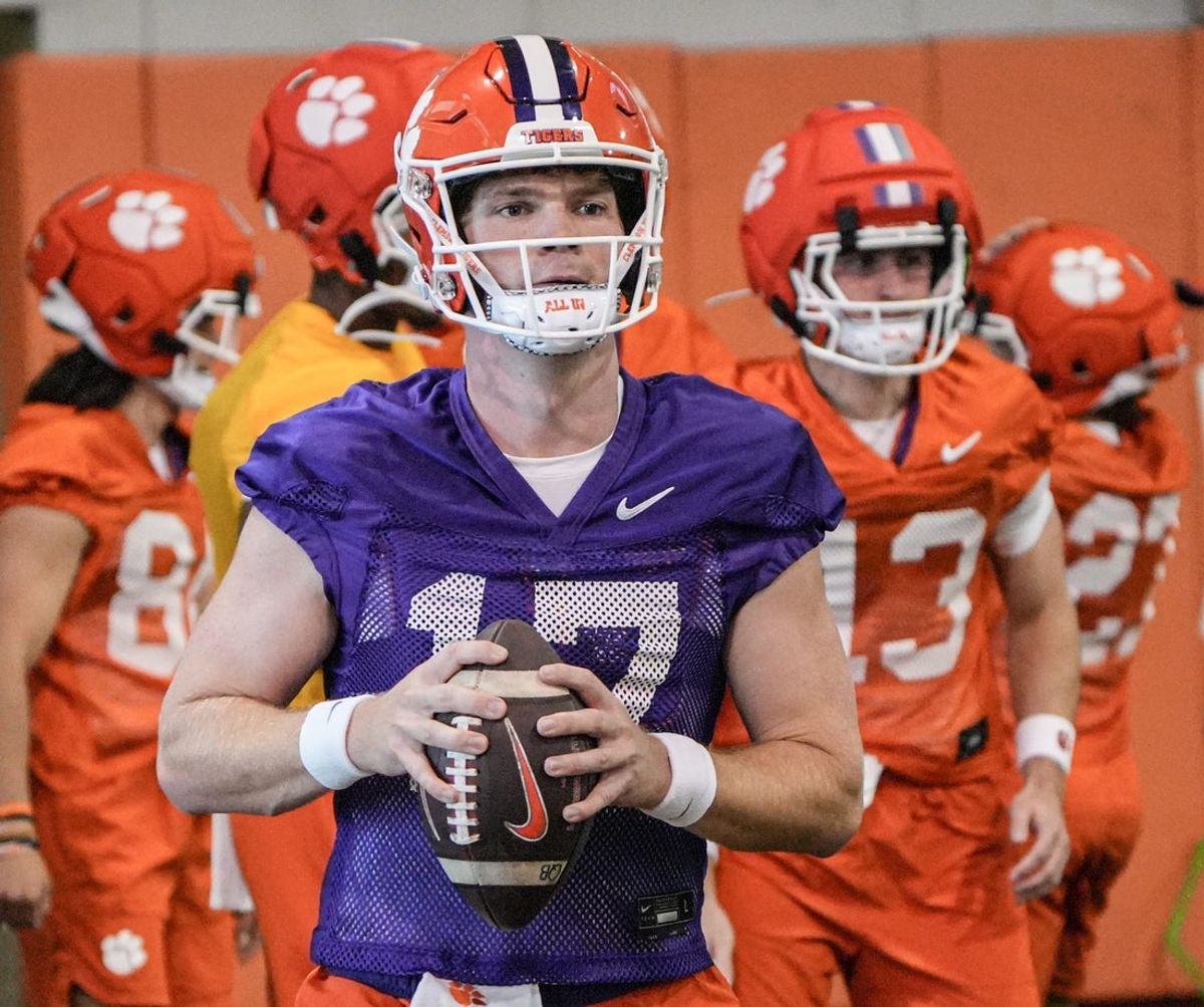 Clemson quarterback Christopher Vizzina (17) during practice in the at the Allen N. Reeves Sports Complex in Clemson, S.C. Friday, August 7, 2026.