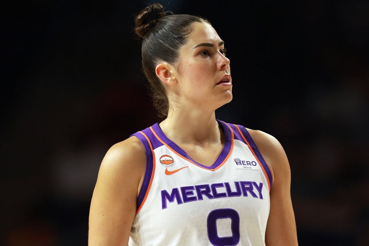 Aug 9, 2026; Washington, District of Columbia, USA; Phoenix Mercury guard Kelsey Plum (0) looks on during the first half against the Washington Mystics at CareFirst Arena. Mandatory Credit: Daniel Kucin Jr.-Imagn Images