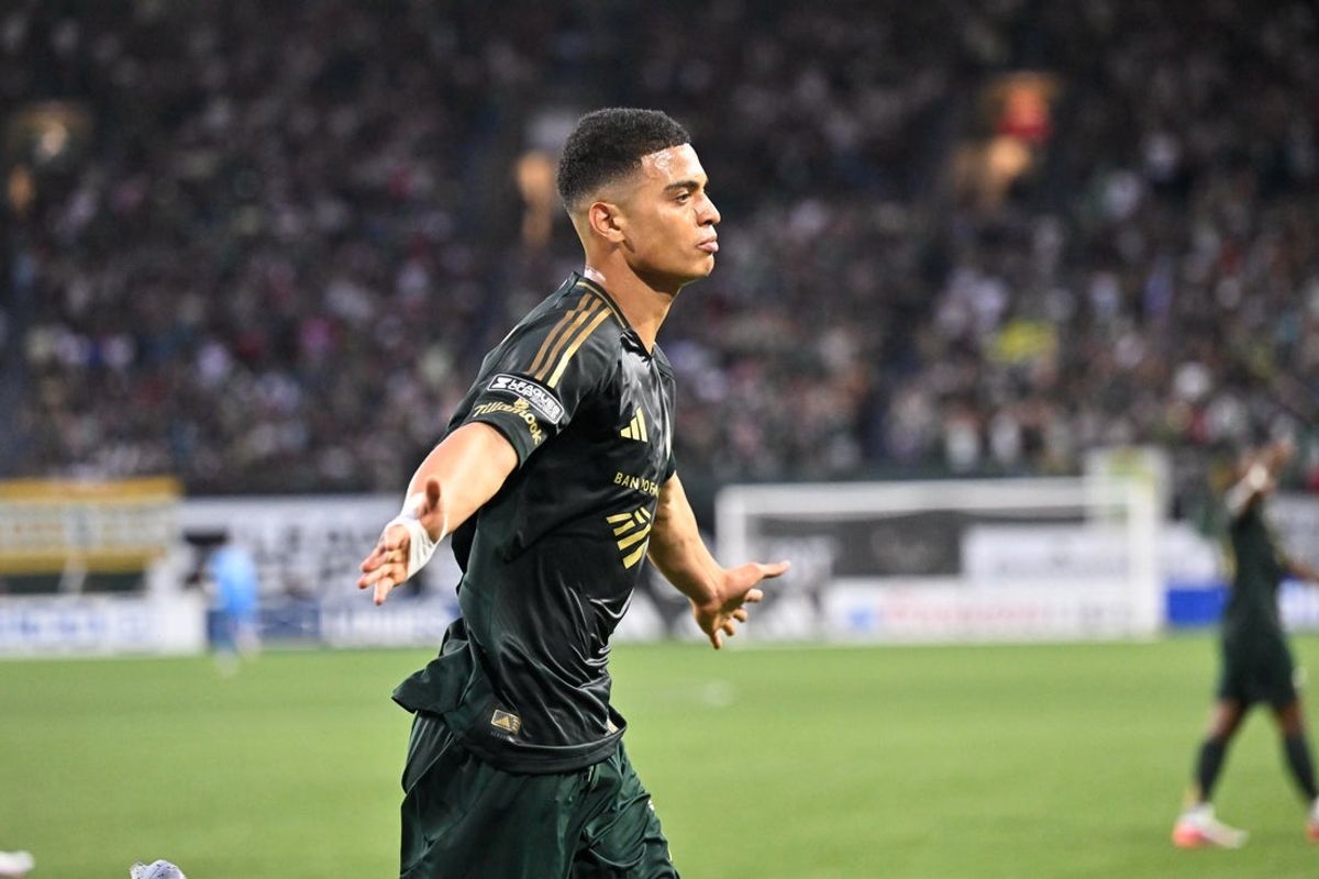 Aug 13, 2026; Portland, OR, USA; Portland Timbers forward Kevin Kelsy (19) celebrates a goal during the first half against Tijuana during the Leagues Cup Phase One match at Providence Park. Mandatory Credit: Craig Strobeck-Imagn Images