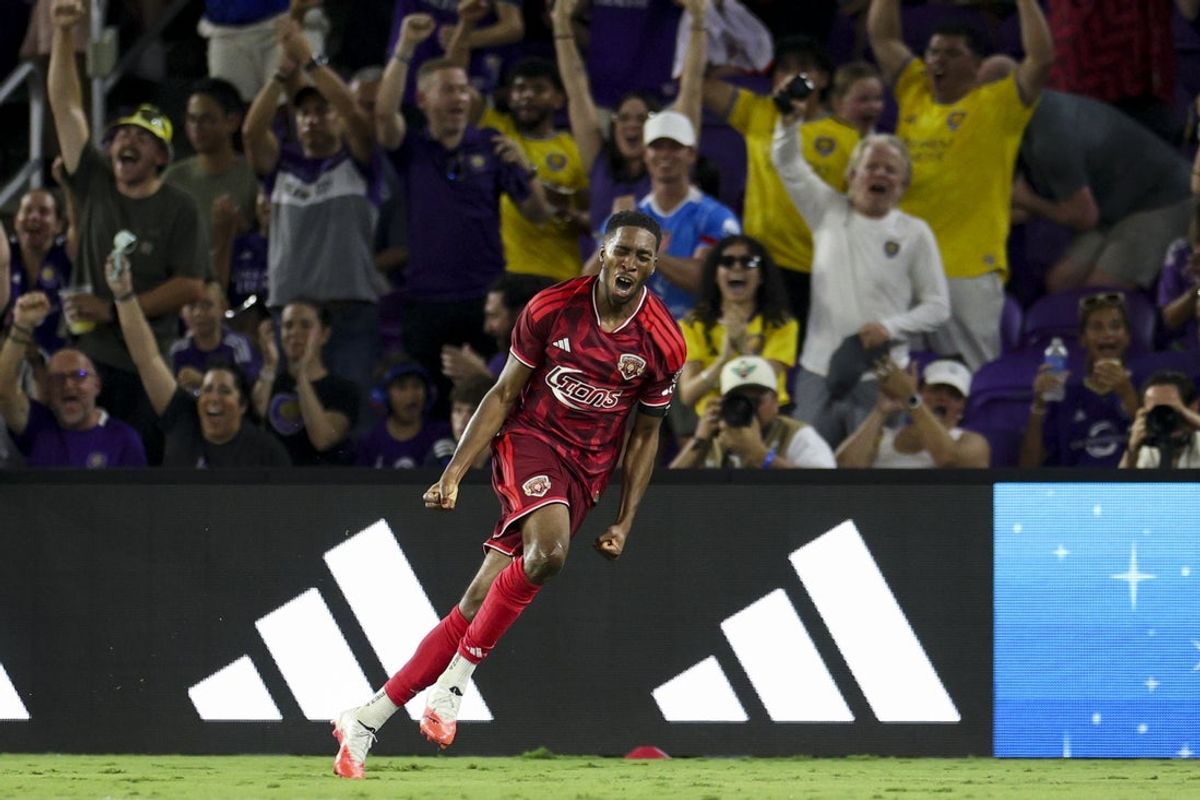 Aug 15, 2026; Orlando, Florida, USA; Orlando City forward Tyrese Spicer (14) reacts after scoring a goal against FC Cincinnati in the second half at Inter.co Stadium. Mandatory Credit: Nathan Ray Seebeck-Imagn Images