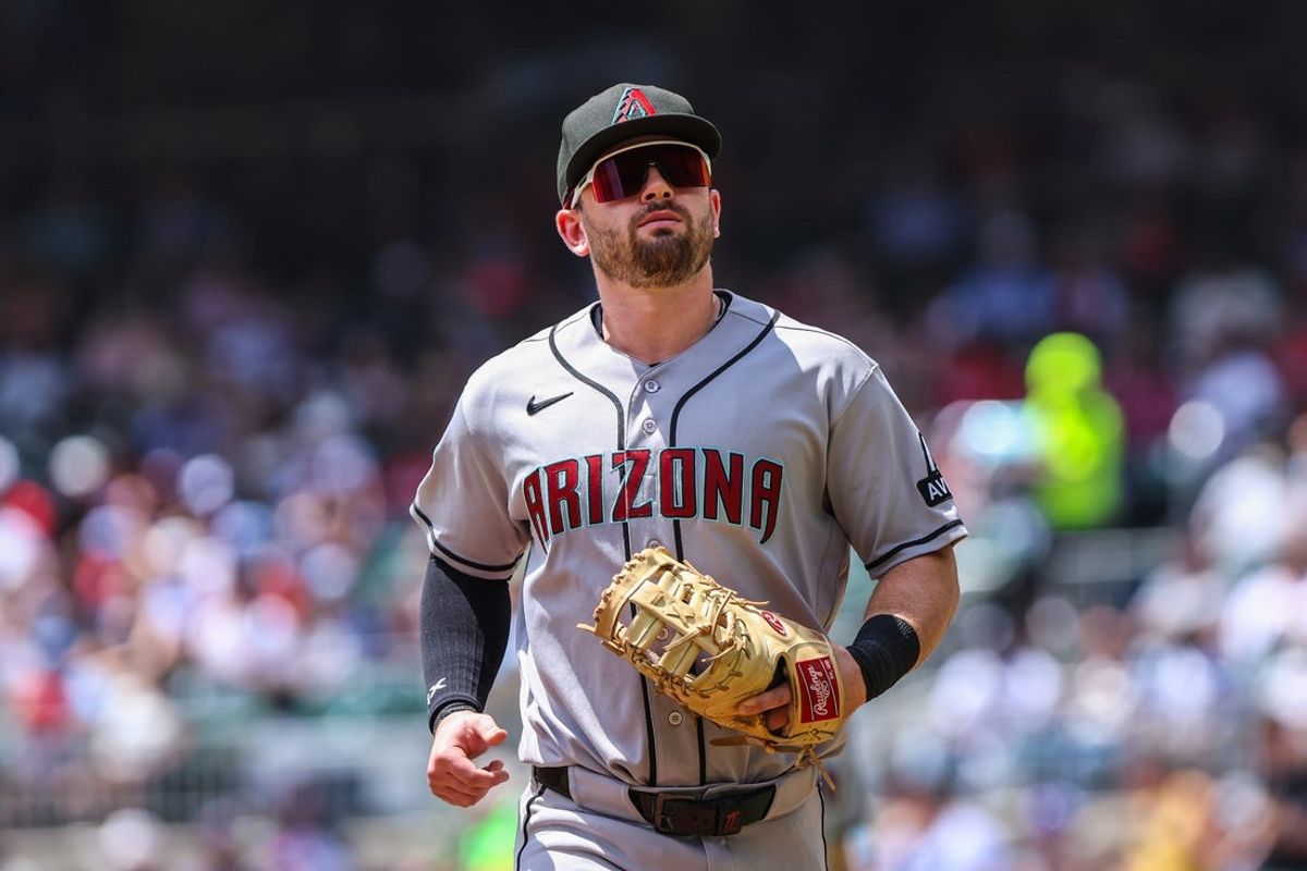 Aug 16, 2026; Cumberland, Georgia, USA; Arizona Diamondbacks left fielder Max Kepler (22) runs to the dugout during the game against the Atlanta Braves during the first inning at Truist Park. Mandatory Credit: Jordan Godfree-Imagn Images