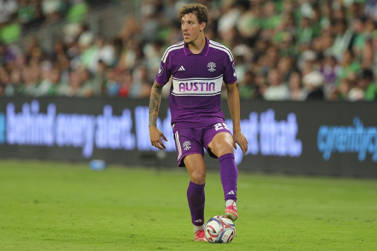 Aug 16, 2026; Austin, Texas, USA; Austin FC defender Guilherme Biro (29) controls the ball in the second half in a match between Austin FC and FC Dallas at Q2 Stadium. Mandatory Credit: Daniel Jefferson-Imagn Images