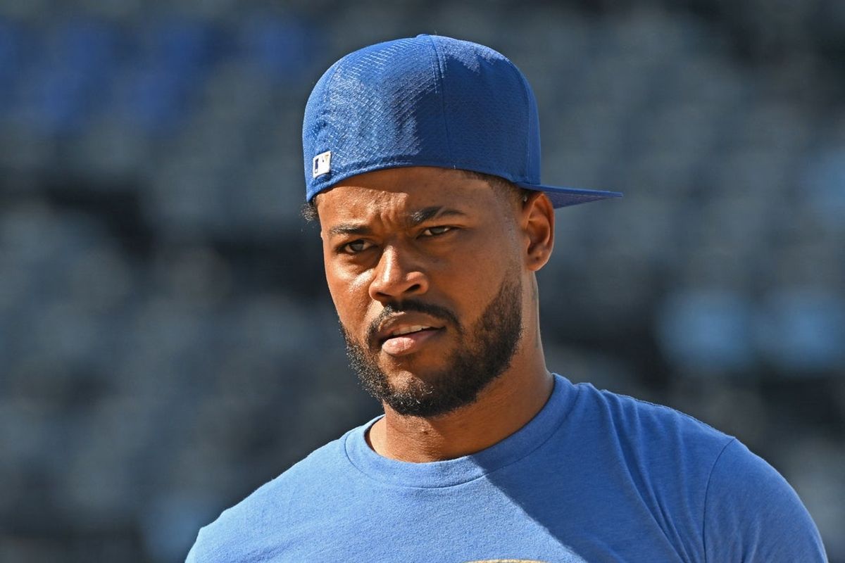Aug 17, 2026; Kansas City, Missouri, USA;  Kansas City Royals third baseman Maikel Garcia (11) looks on during batting practice, before a game against the Athletics at Kauffman Stadium. Mandatory Credit: Peter Aiken-Imagn Images
