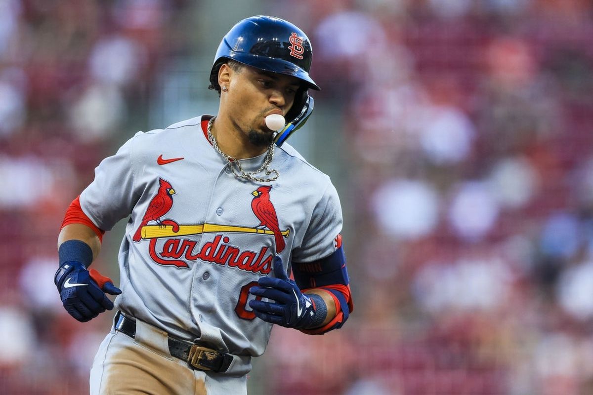 Aug 18, 2026; Cincinnati, Ohio, USA; St. Louis Cardinals shortstop Masyn Winn (0) runs the bases after hitting a solo home run in the fifth inning against the Cincinnati Reds at Great American Ball Park. Mandatory Credit: Katie Stratman-Imagn Images