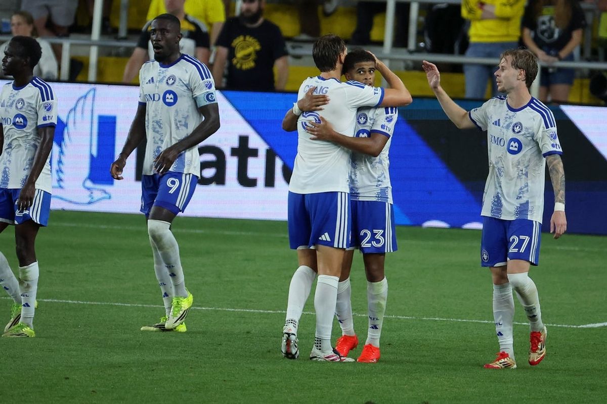 Aug 19, 2026; Columbus, Ohio, USA; CF Montreal forward Noah Streit (23) celebrates his game winning goal during the second half against the Columbus Crew at ScottsMiracle-Gro Field. Mandatory Credit: Joseph Maiorana-Imagn Images