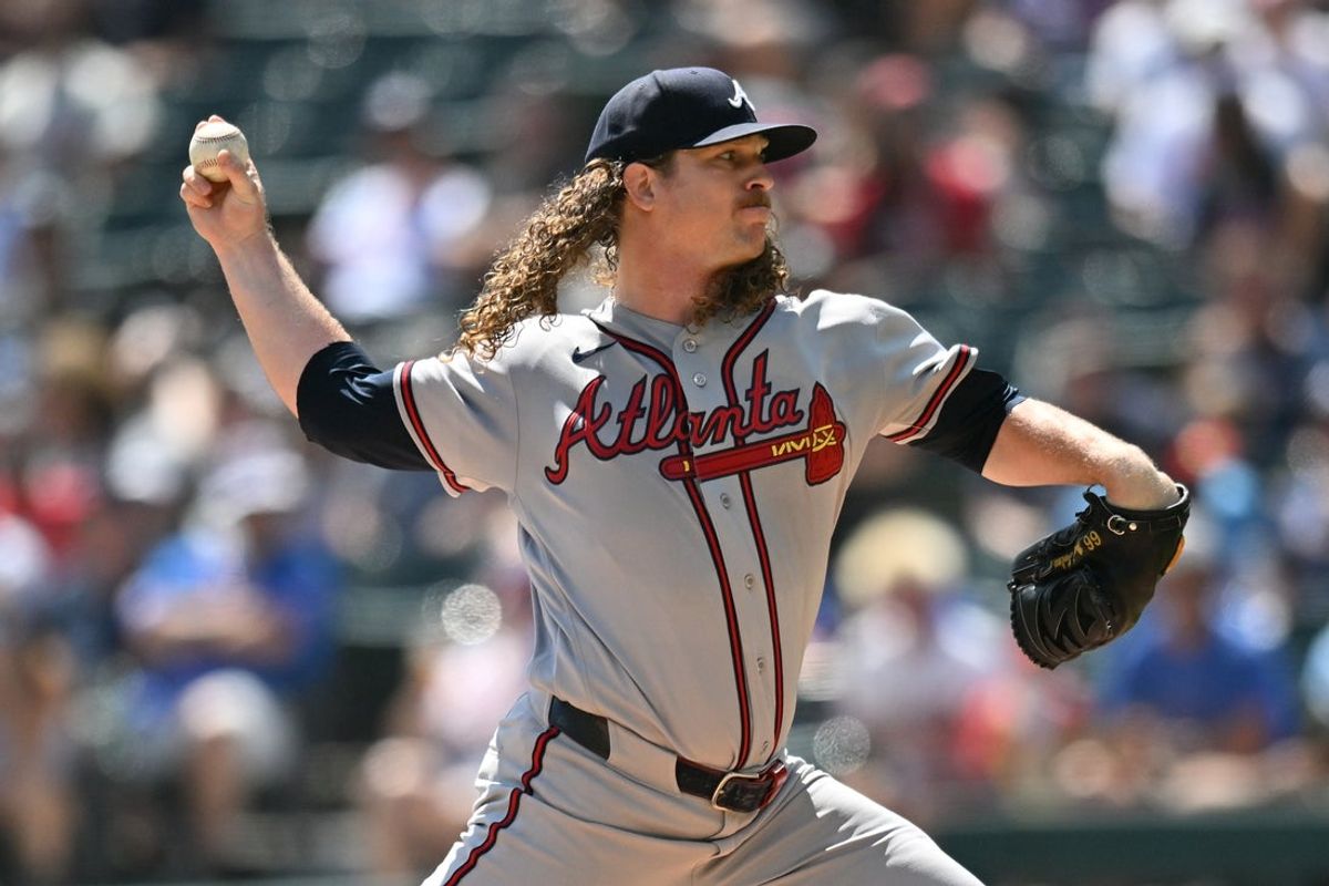 Aug 20, 2026; Chicago, Illinois, USA;  Atlanta Braves pitcher Grant Holmes (66) pitches against the Chicago White Sox during the first inning at Rate Field.  Mandatory Credit: Patrick Gorski-Imagn Images