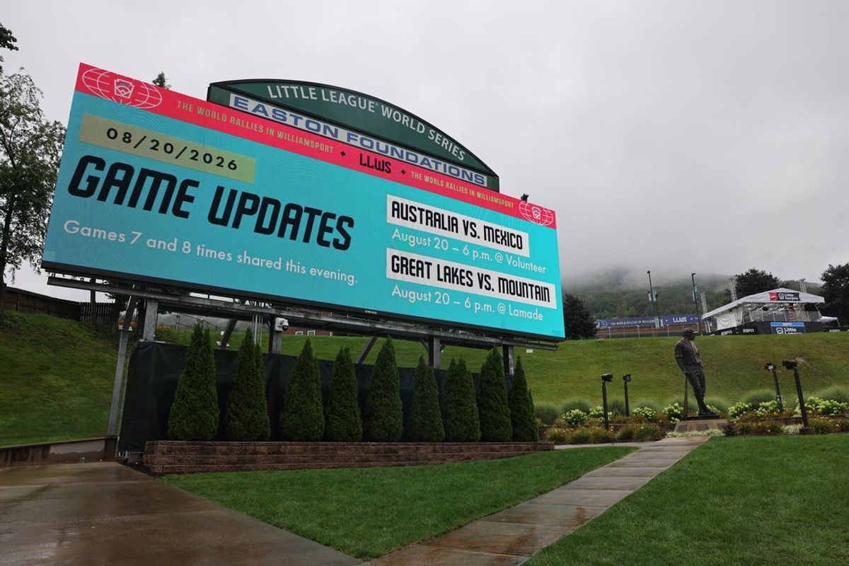 Inclement weather at the Little League Baseball World Series Sports Complex in South Williamsport, Pennsylvania, on Thursday, Aug. 20, 2026.