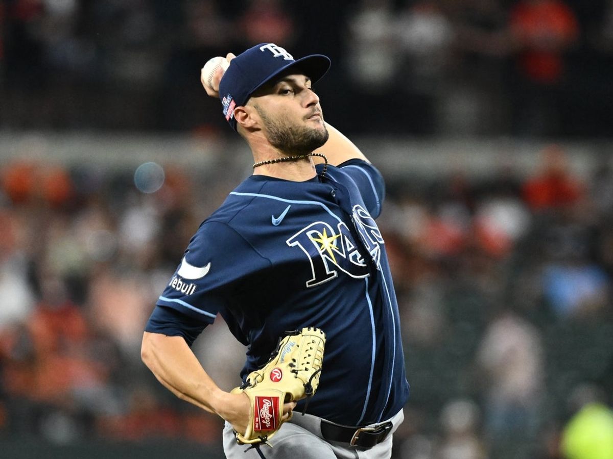 Aug 22, 2026; Baltimore, Maryland, USA;  Tampa Bay Rays pitcher Shane McClanahan (18) delivers a pitch during the first inning against the Baltimore Orioles at Oriole Park at Camden Yards.  Mandatory Credit: James A. Pittman-Imagn Images