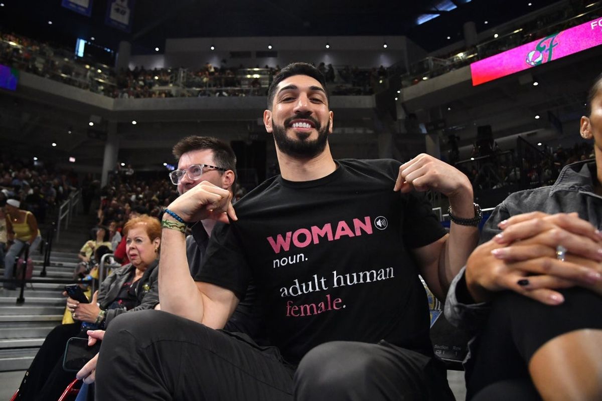 Aug 23, 2026; Chicago, Illinois, USA;  Turkish-American former basketball player and human rights activist Enes Kanter Freedom is seen prior to a game between the Indiana Fever and the Chicago Sky at Wintrust Arena.  Mandatory Credit: Patrick Gorski-Imagn Images