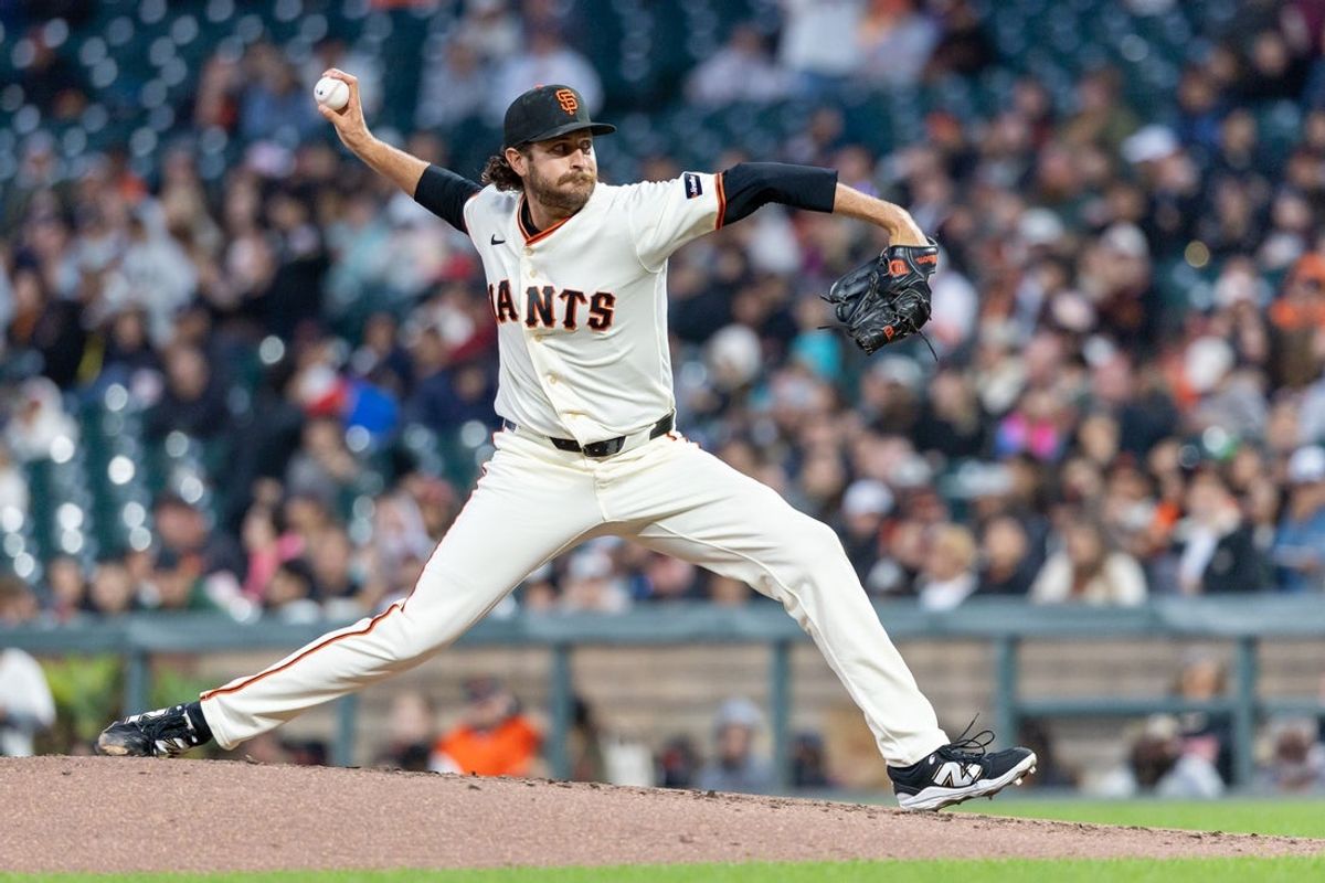 Aug 24, 2026; San Francisco, California, USA;  San Francisco Giants pitcher Jason Foley (64) throws a pitch during the fourth inning against the Cincinnati Reds at Oracle Park.  Mandatory Credit: Bob Kupbens-Imagn Images