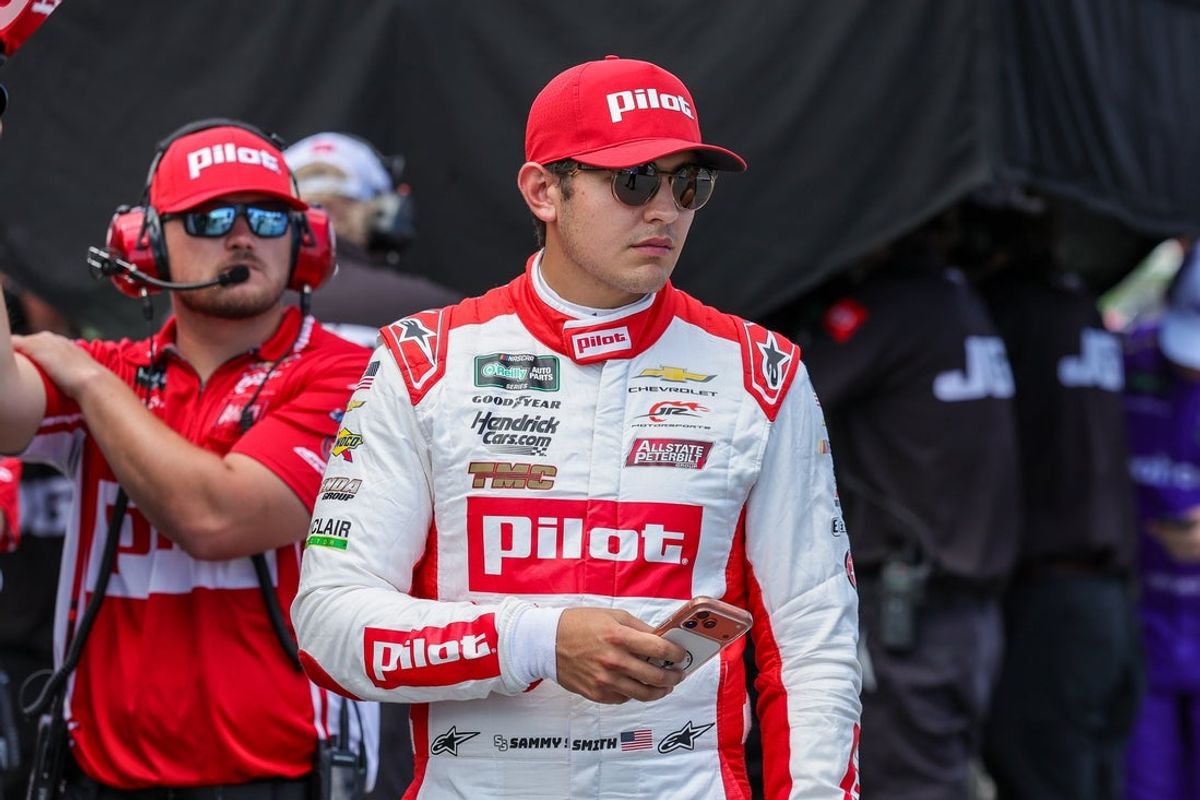 1Aug 28, 2026; Daytona Beach, Florida, USA;  NASCAR Xfinity Series driver Sammy Smith (8) during qualifying at Daytona International Speedway.  Mandatory Credit: Mike Watters-Imagn Images