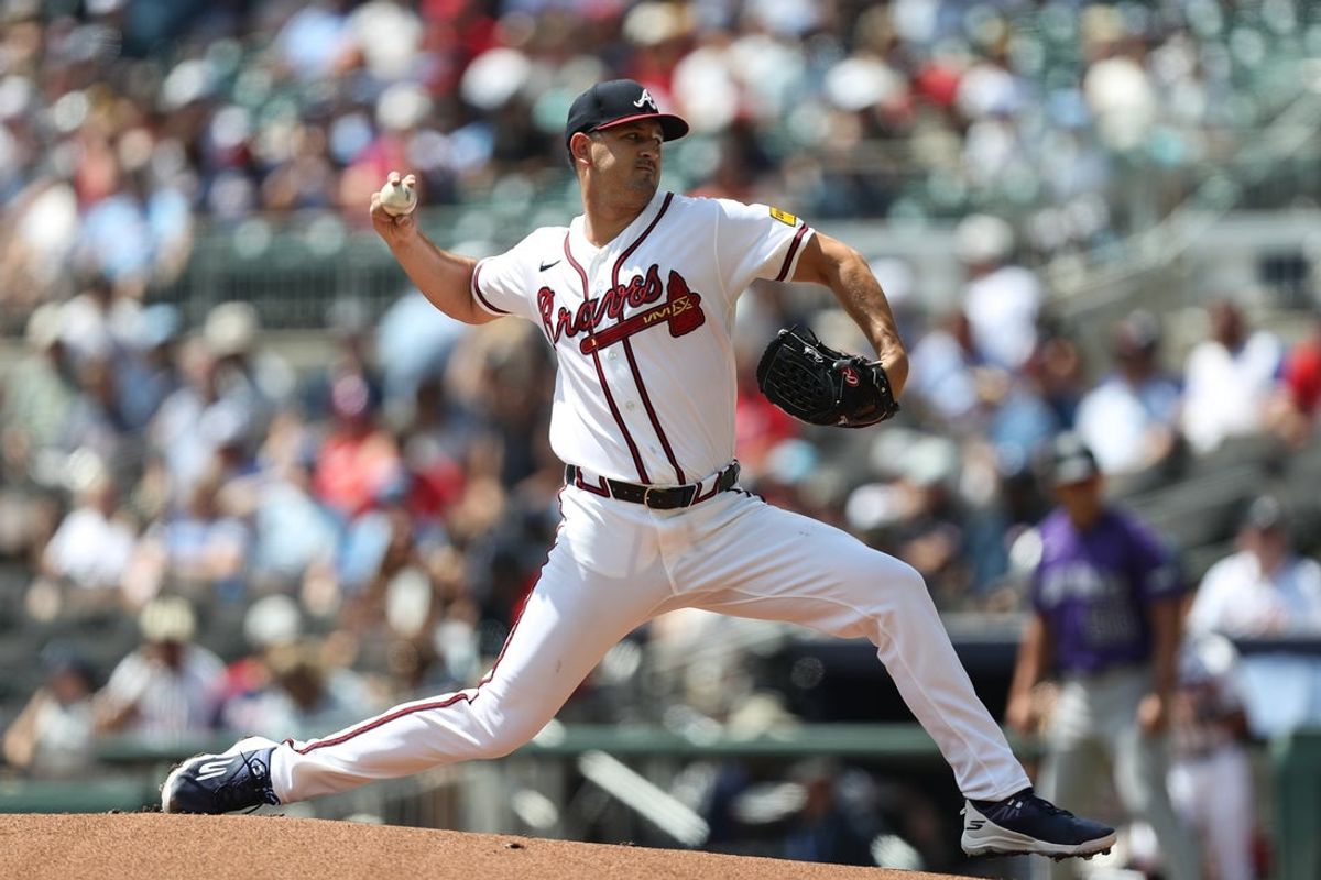 Aug 30, 2026; Cumberland, Georgia, USA;  Atlanta Braves pitcher Tyler Mahle (54) pitches against the Colorado Rockies during the first inning at Truist Park.  Mandatory Credit: Mady Mertens-Imagn Images