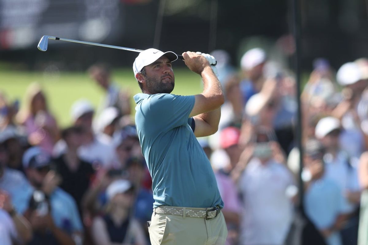 Aug 30, 2026; Atlanta, Georgia, USA;  Scottie Scheffler hits form the tenth fairway during the final round of the TOUR Championship golf tournament.  Mandatory Credit: Brett Davis-Imagn Images