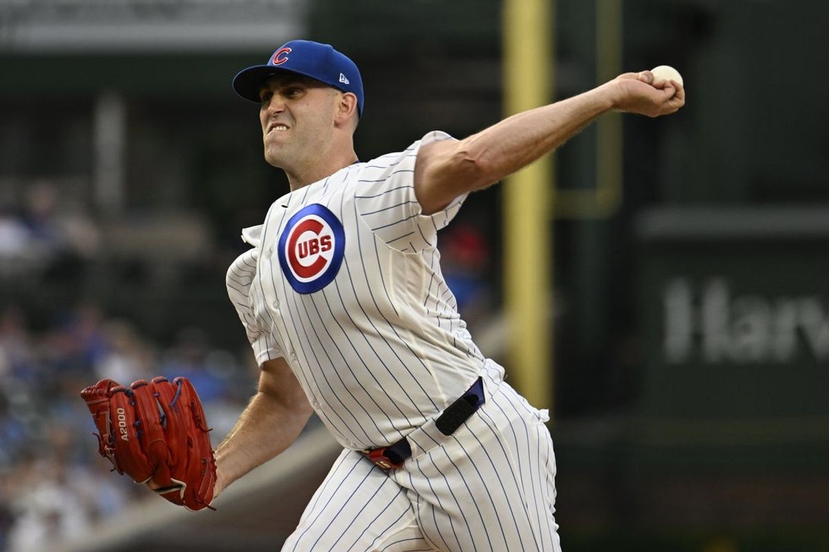 Sep 1, 2026; Chicago, Illinois, USA;  Chicago Cubs pitcher Matthew Boyd (16) delivers the ball during the first inning against the Milwaukee Brewers at Wrigley Field.  Mandatory Credit: Matt Marton-Imagn Images