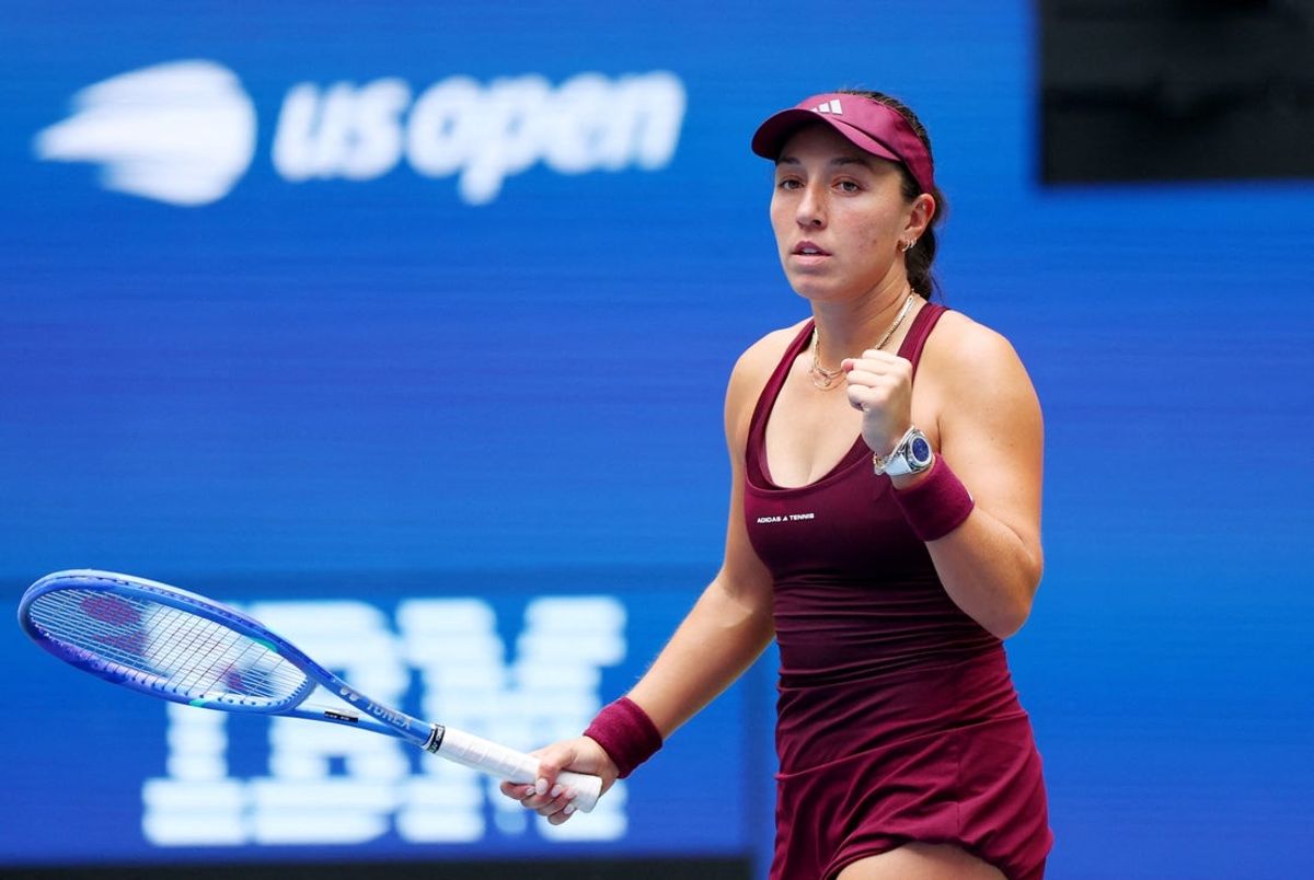 September 2, 2026; New York, United States; Jessica Pegula of the U.S. celebrates after winning her second round match against Sofia Kenin of the U.S.  Mandatory Credit: Mike Segar-Reuters via Imagn Images