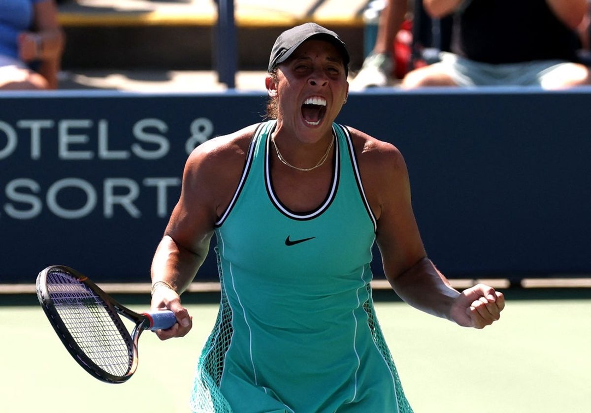 September 3, 2026; New York, United States;  Madison Keys of the U.S. celebrates winning her second round match against Hungary's Anna Bondar.  Mandatory Credit: Geoff Burke-Imagn Images