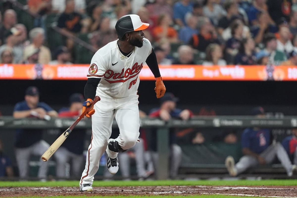 Sep 3, 2026; Baltimore, Maryland, USA;  Baltimore Orioles center fielder Luis Robert Jr. (88) hits a home run against the Boston Red Sox during the fourth inning at Oriole Park at Camden Yards.  Mandatory Credit: Gregory Fisher-Imagn Images