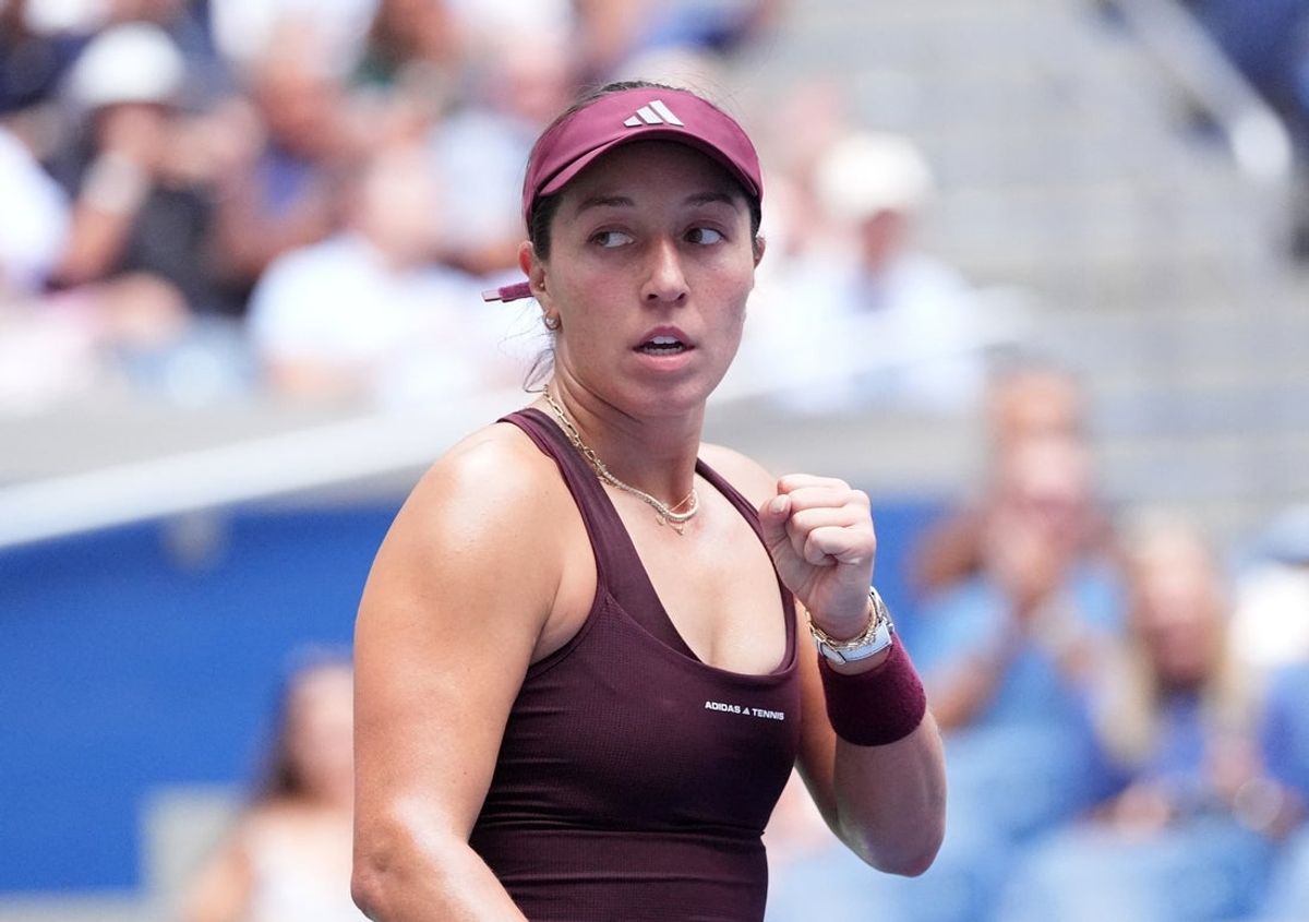 September 4, 2026; New York, United States;  Jessica Pegula of the U.S. celebrates winning the second set during her third round match against Canada's Leylah Fernandez.  Mandatory Credit: Robert Deutsch-Imagn Images