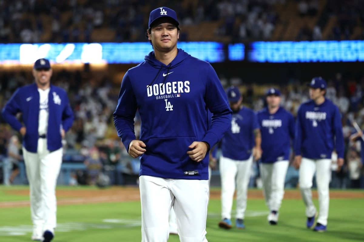 Sep 4, 2026; Los Angeles, California, USA;  Los Angeles Dodgers pitcher Shohei Ohtani (17) leaves the field after the win against the Washington Nationals at Dodger Stadium.  Mandatory Credit: Kiyoshi Mio-Imagn Images