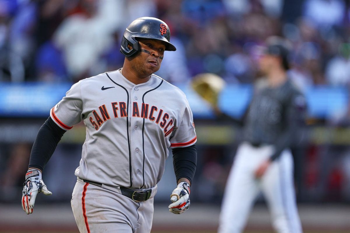 Sep 5, 2026; New York City, New York, USA;  San Francisco Giants first baseman Rafael Devers (16) rounds the bases after hitting a two run home run during the fifth inning against the New York Mets at Citi Field. Mandatory Credit: Vincent Carchietta-Imagn Images