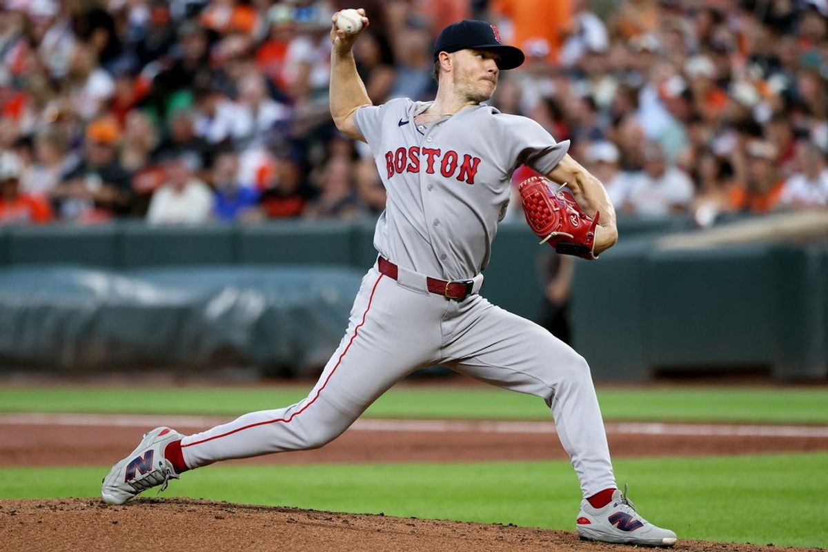 Sep 5, 2026; Baltimore, Maryland, USA;  Boston Red Sox pitcher Sonny Gray (54) throws during the first inning against the Baltimore Orioles at Oriole Park at Camden Yards.  Mandatory Credit: Daniel Kucin Jr.-Imagn Images