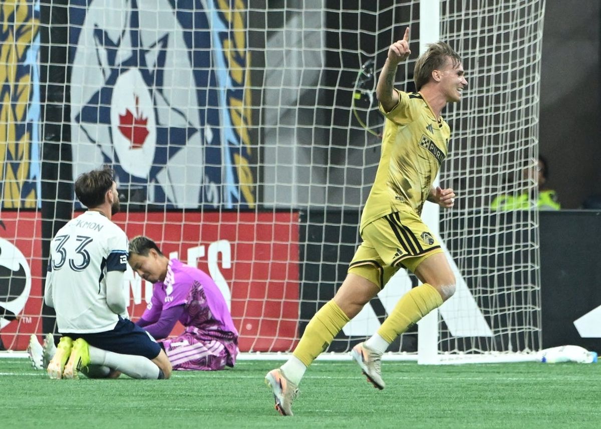 Sep 5, 2026; Vancouver, British Columbia, CAN;  St. Louis CITY SC midfielder Conrad Wallem (6) scores a goal against Vancouver Whitecaps FC goalkeeper Yohei Takaoka (1) during the first half at BC Place.  Mandatory Credit: Simon Fearn-Imagn Images
