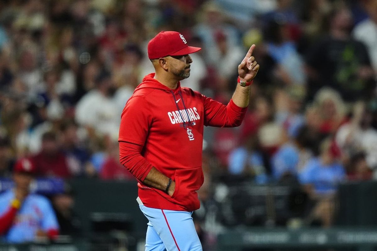 Sep 5, 2026; Denver, Colorado, USA;  St. Louis Cardinals manager Oliver Marmol (37) calls to the dugout in the fifth inning against the Colorado Rockies at Coors Field.  Mandatory Credit: Ron Chenoy-Imagn Images