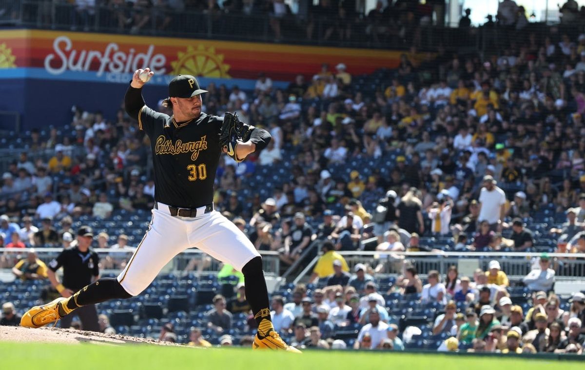 Sep 6, 2026; Pittsburgh, Pennsylvania, USA;  Pittsburgh Pirates pitcher Paul Skenes (30) pitches against the Los Angeles Angels during the third inning at PNC Park.  Mandatory Credit: Charles LeClaire-Imagn Images