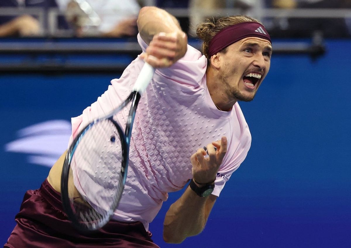 September 9, 2026; New York, United States;  Germany's Alexander Zverev serves during his quarter-final match against Netherlands' Botic van de Zandschulp.  Mandatory Credit: Geoff Burke-Imagn Images