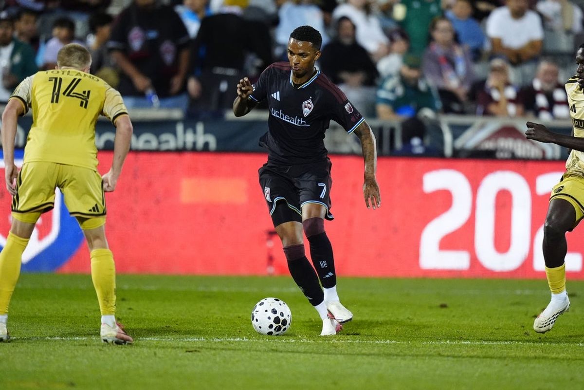 Sep 16, 2026; Commerce City, CO, USA;  Colorado Rapids forward Morgan Whittaker (7) controls the ball in the second half against the St. Louis CITY SC at DICK'S Sporting Goods Park.  Mandatory Credit: Ron Chenoy-Imagn Images