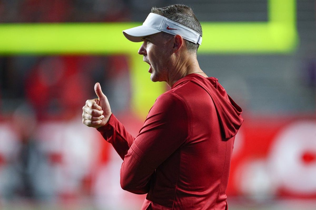 Sep 19, 2026; Piscataway, New Jersey, USA;  USC Trojans head coach Lincoln Riley reacts during the second half against the Rutgers Scarlet Knights at SHI Stadium. Mandatory Credit: Vincent Carchietta-Imagn Images