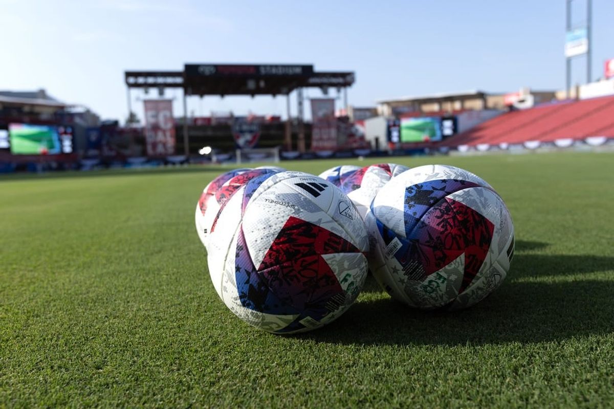 Jul 21, 2023; Frisco, TX, USA; A general view of soccer balls on the field before the match between Charlotte FC and FC Dallas at Toyota Stadium.