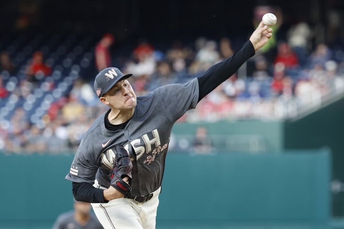 Apr 23, 2024; Washington, District of Columbia, USA; Washington Nationals starting pitcher Patrick Corbin (46) pitches against the Los Angeles Dodgers during the second inning at Nationals Park.