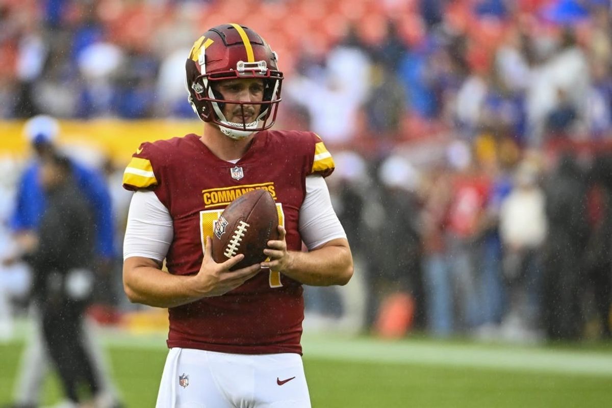 Sep 24, 2023; Landover, Maryland, USA; Washington Commanders long snapper Camaron Cheeseman (54) on the field before the game against the Buffalo Bills at FedExField.