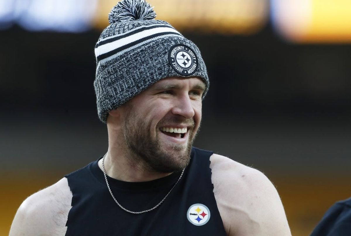 Dec 23, 2023; Pittsburgh, Pennsylvania, USA;  Pittsburgh Steelers linebacker T.J. Watt (90) smiles during warm ups before the game against the Cincinnati Bengals at Acrisure Stadium.