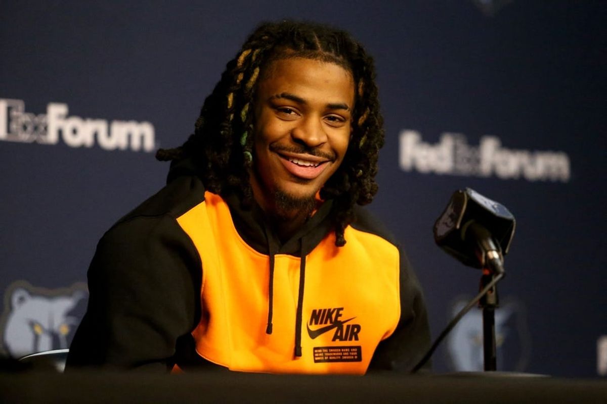Dec 15, 2023; Memphis, TN, USA; Memphis Grizzlies guard Ja Morant answers questions from media about his time away from the team during his 25 game suspension during a press conference at FedExForum.