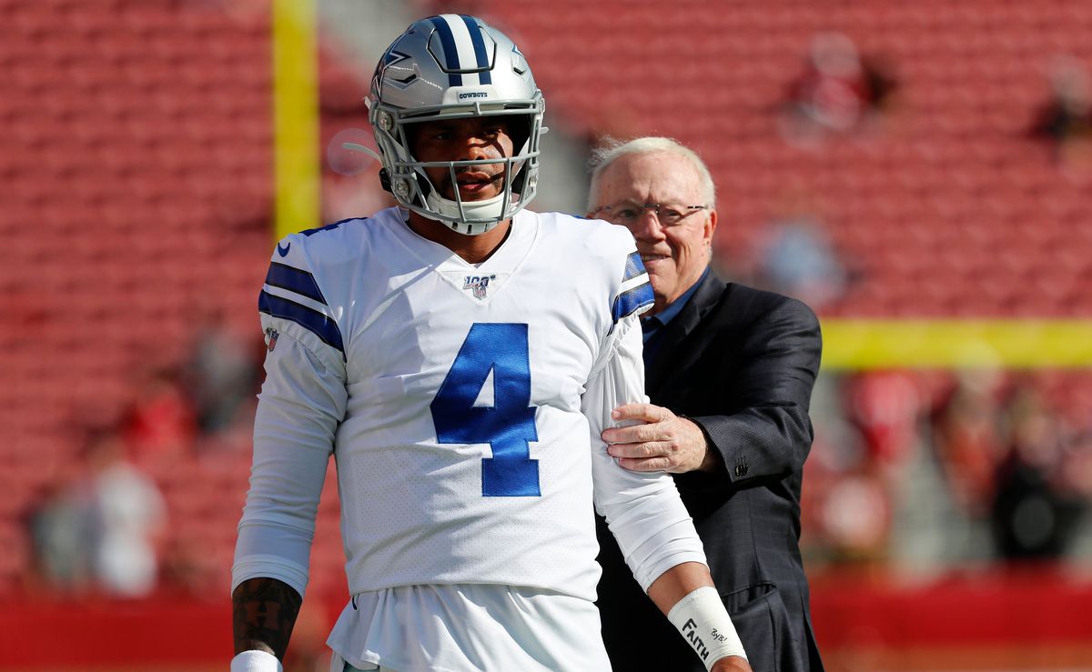 Dak Prescott and Jerry Jones in 2019.