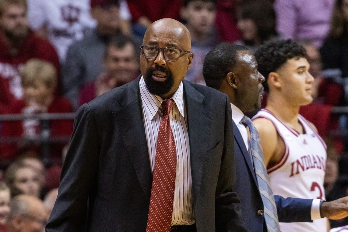 Dec 1, 2023; Bloomington, Indiana, USA; Indiana Hoosiers head coach Mike Woodson in the first half against the Maryland Terrapins at Simon Skjodt Assembly Hall.