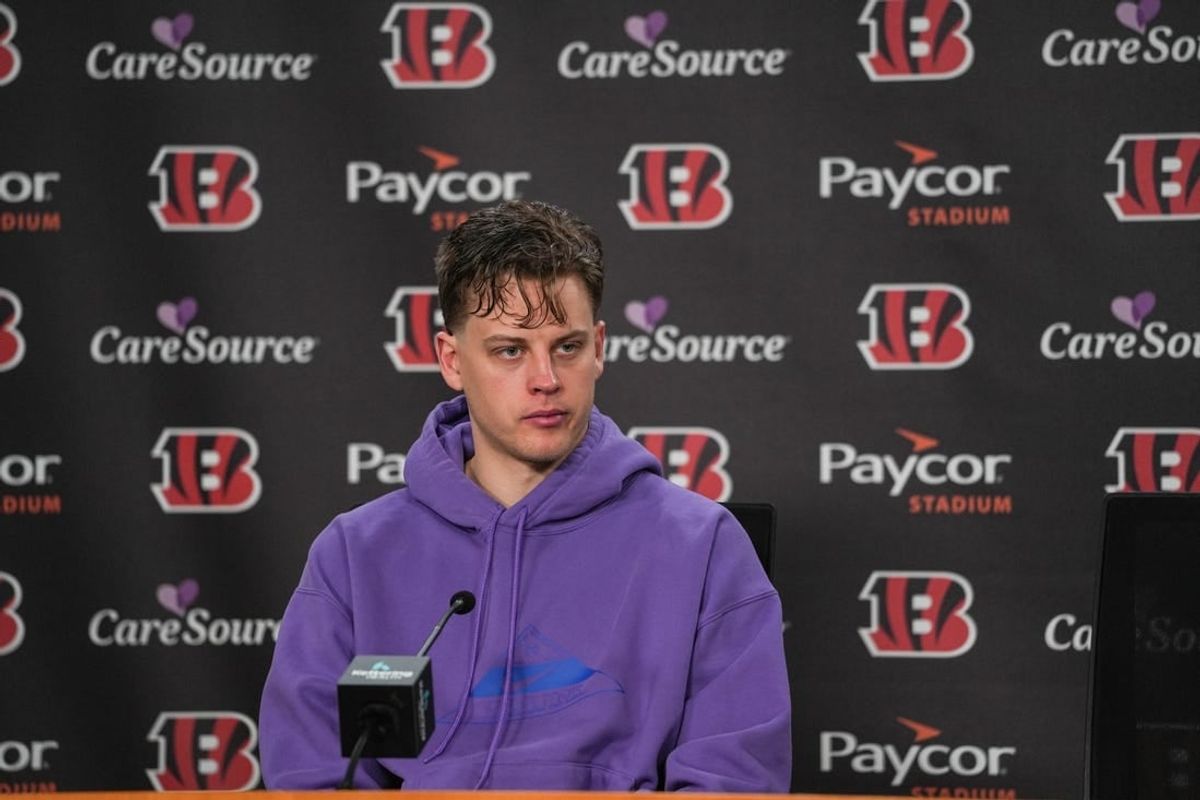 Bengals quarterback Joe Burrow speaks to the media during a press conference on the first day of the off season for the Bengals at Paycor Stadium on Monday January 8, 2024