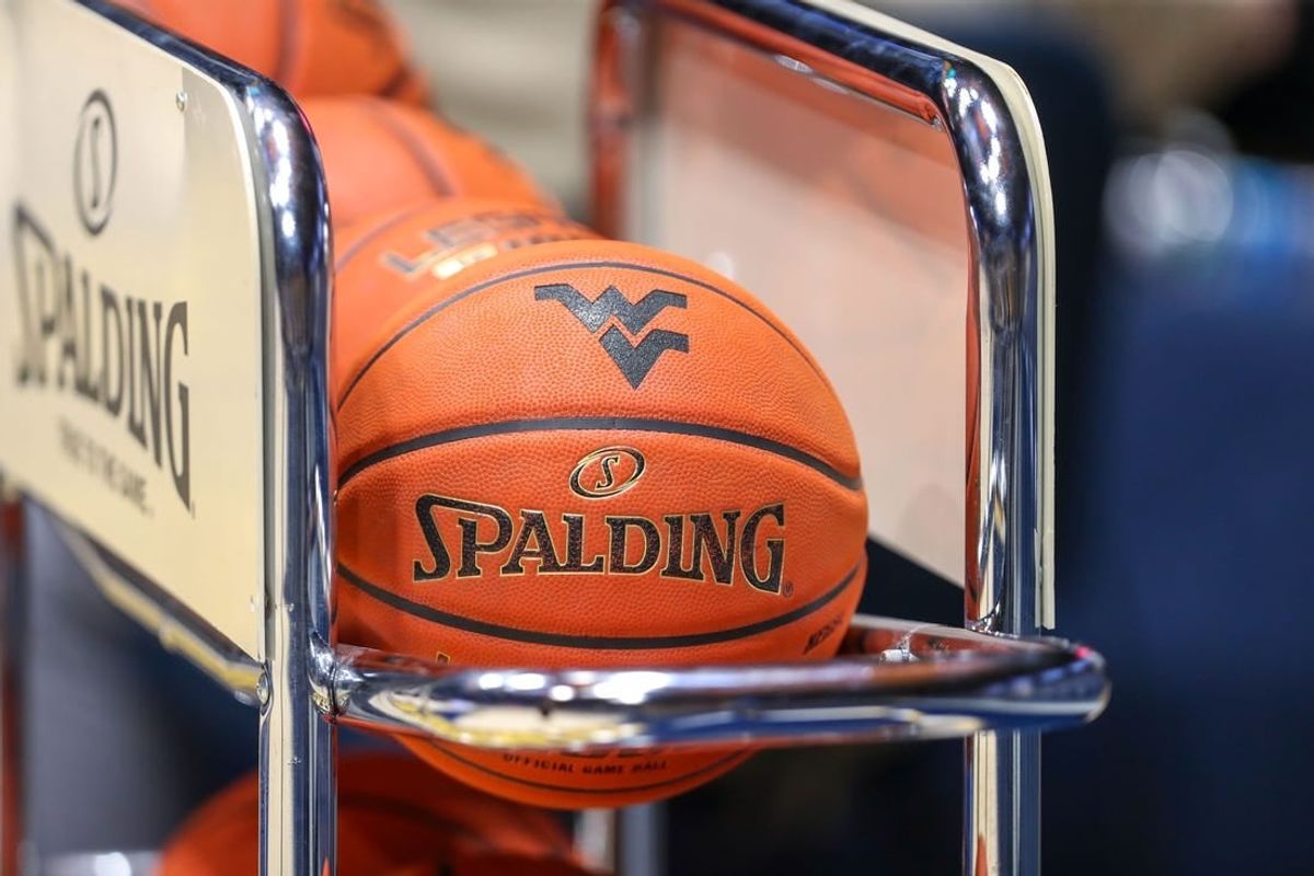 Nov 15, 2022; Morgantown, West Virginia, USA; The West Virginia Mountaineers logo is seen before the game against the Morehead State Eagles at WVU Coliseum.