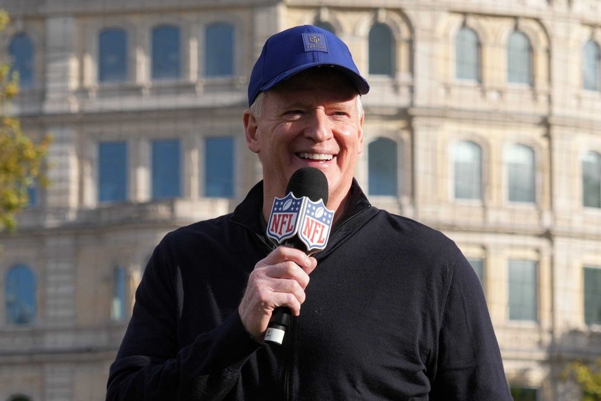 Oct 10, 2026; London, United Kingdom; NFL commissioner Roger Goodell at the NFL Experience at Trafalgar Square. Mandatory Credit: Kirby Lee-Imagn Images
